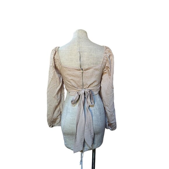 Retro 70s Disco Cropped Blouse Blush Pink Womens Medium - Picture 6 of 10